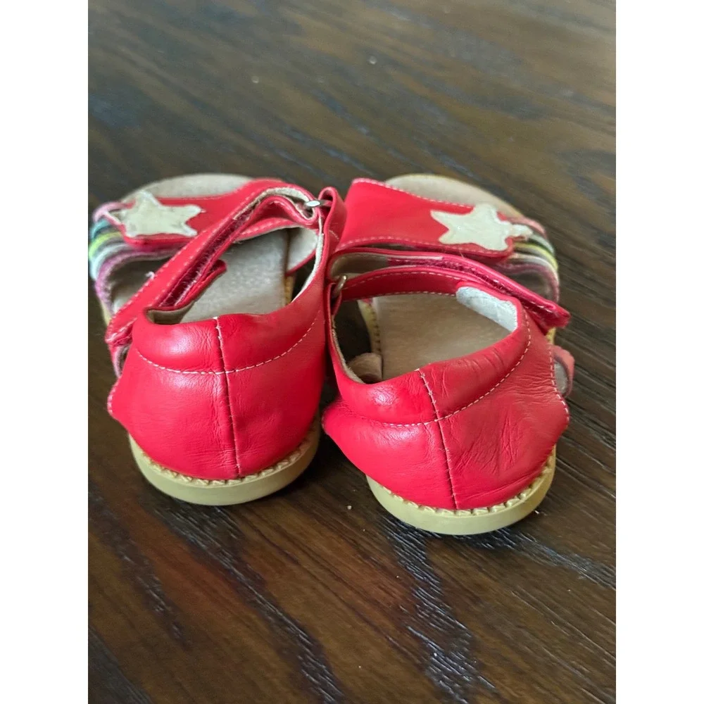 Livie & Luca Star Rainbow Sandals Kids Size 12 Red Good Leather Hook and Loop